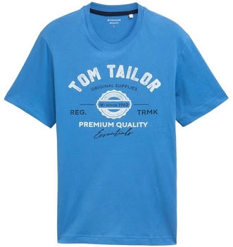 Tom Tailor T-Shirt aus Baumwolle mit Logo-Print Sapphire Blue (1037735)