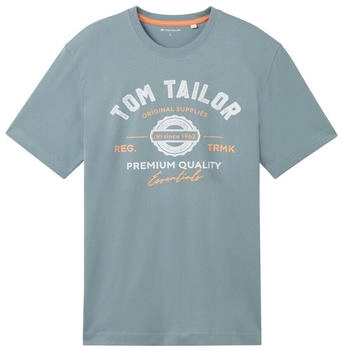 Tom Tailor T-Shirt mit Logo-Print aus Baumwolle grey mint (1037735)