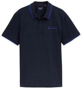 Tom Tailor Poloshirt Poloshirt mit Logo-Print aus Baumwolle sky captain blue (1046739)