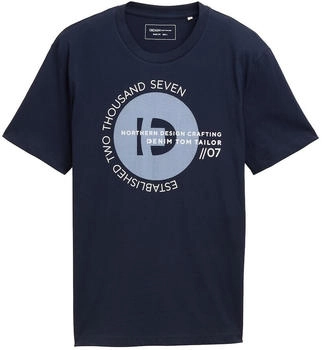 Tom Tailor Denim Basic T-Shirt mit Logo-Print dark navy (1043491)
