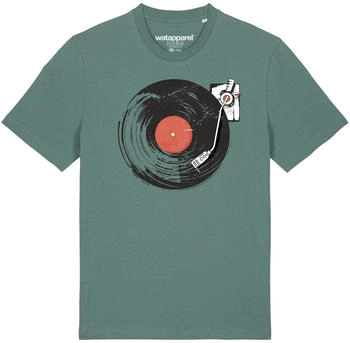 watapparel Print-Shirt Schallplatte grün