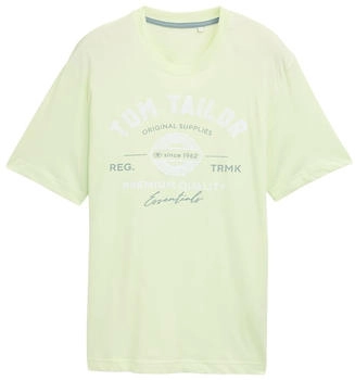 Tom Tailor T-Shirt aus Baumwolle mit Logo-Print Lime Cream Green (1037735)