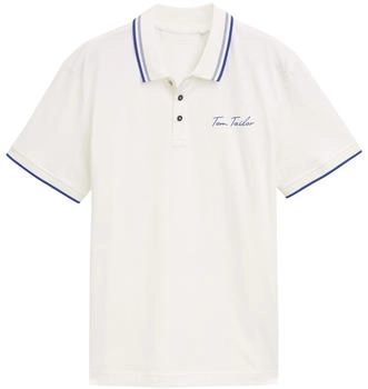 Tom Tailor Poloshirt Poloshirt mit Logo-Print aus Baumwolle off white (1046739)