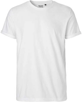 Neutral Bio-Herren-T-Shirt Roll-Up-Ärmeln weiß