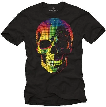 MAKAYA Print-Shirt Disco Skull Totenkopf schwarz