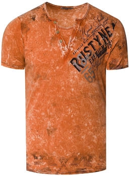 Rusty Neal T-Shirt im coolen Used-Look-Design orange
