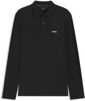 BOSS GREEN Langarm-Poloshirt "Plisy" mit Streifen am Kragen