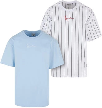 Karl Kani KM241-076-2 Signature Essential Tee 2-Pack pinstripe weiß hellblau