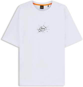 Hugo Boss Relaxed-Fit T-Shirt aus Baumwolle mit Logo-Artwork - Style Te_voyage 50546370 Wei&szlig;