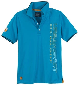 Redfield Poloshirt türkisblau schwarz Vertikalprint