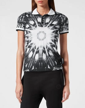 Plein Sport Poloshirt Optical Flower schwarz