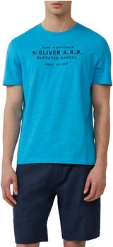 s.Oliver Meliertes T-Shirt mit Logo-Schriftzug türkis 2161564.62D1.
