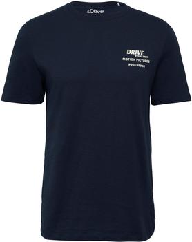 s.Oliver T-Shirt mit Flammgarnstruktur und Rückenprint blau 2164758.58D2.