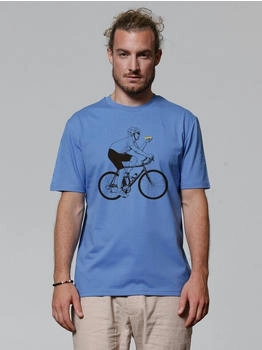 watapparel T-Shirt Fahrrad und Pizza hellblau