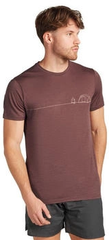 Icebreaker Merino Tech Lite SS Tee Single Line Camp Herren Funktionsshirt braun
