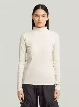 G-Star A-Line Slim Rib Mock T-Shirt Weiß milk D26905-E136-111