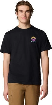 Columbia Kettle River Outdoor Tee schwarz kreisförmiges Linienmuster 010