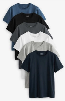 Next Fashion T-Shirt Essential Regular Fit 6er-Pack schwarz schiefergrau-meliert weiß navy blau
