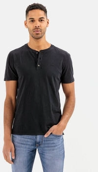 Camel Active Kurzarm Henley T-Shirt schwarz
