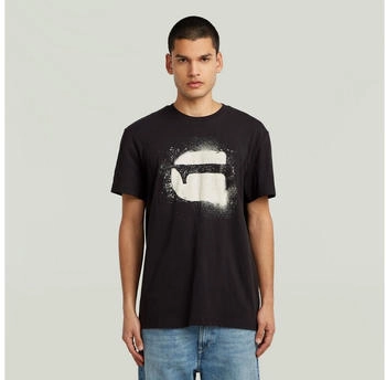 G-Star Spray G Logo Rundhals T-Shirt schwarz dk black