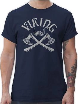Shirtracer T-Shirt Wikinger Viking Nordmänner Odin Walhall Streitaxt 03 navy blau