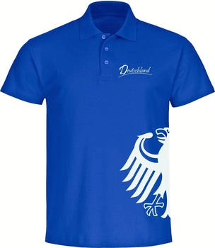 multifanshop Poloshirt Adler seitlich blau schwarz