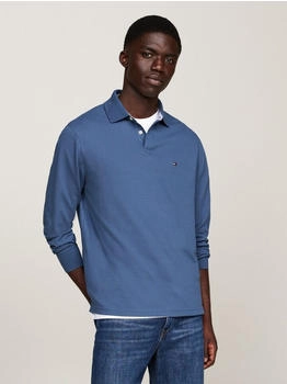 Tommy Hilfiger Poloshirt Langarm Regular Fit Knopfleiste blau aegean sea