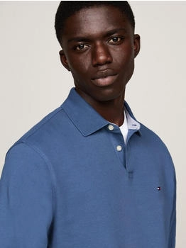 Tommy Hilfiger Poloshirt Langarm Regular Fit Knopfleiste blau aegean sea – Regular Fit für ganztägige Bewegungsfreiheit