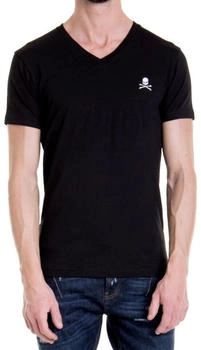 Philipp Plein Stretch V-Neck Slim T-Shirt Totenkopf Logo