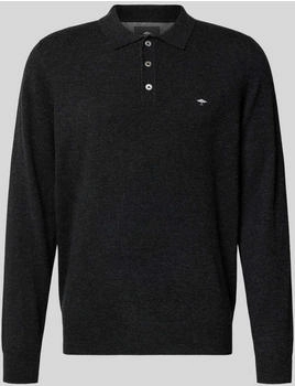 Fynch-Hatton Poloshirt Merino-Kaschmir-Mix Label-Stitching anthrazit