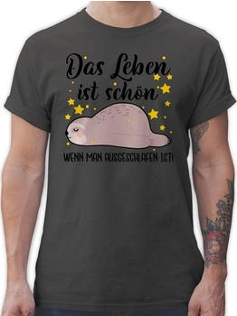 Shirtracer T-Shirt 'Das Leben ist schön wenn man ausgeschlafen ist schwarz dunkelgrau
