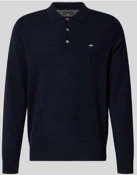 Fynch-Hatton Poloshirt Merino-Kaschmir-Mix label-stitching marine