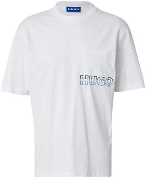 HUGO T-Shirt aus Baumwoll-Jersey mit gesticktem Ombré-Logo Style Nogoste 50549120 Weiß