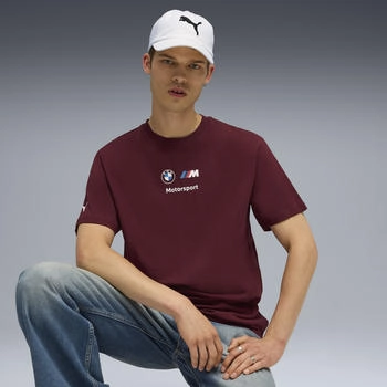 Puma BMW M Motorsport Essentials Logo T-Shirt Herren Kleidung Rot Red (633055_15)