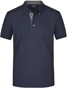 James & Nicholson Button-Down-Polo navy-weiß