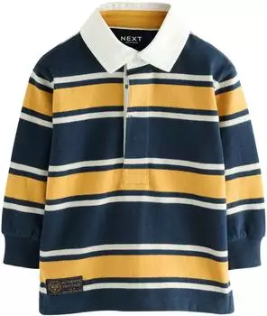 Next Fashion kurzärmeliges Rugby-Polohemd navy gelb gestreift