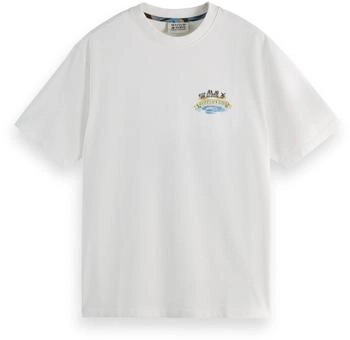 Scotch & Soda Front und Back Artwork Relaxed Fit T-Shirt weiß