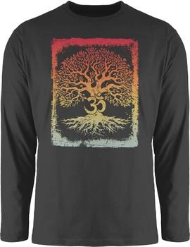 Shirtracer Rundhalsshirt Lebensbaum Om Zeichen schwarz