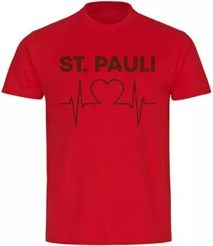multifanshop T-Shirt St Pauli Herzschlag rot