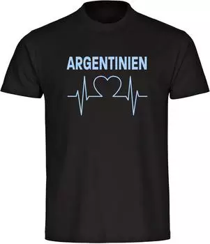 multifanshop T-Shirt Argentinien Herzschlag schwarz