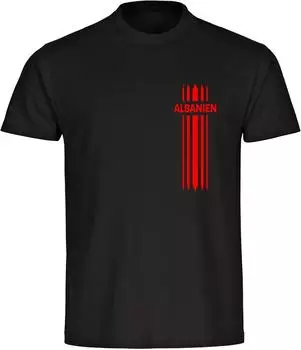 multifanshop T-Shirt Albanien Streifen schwarz