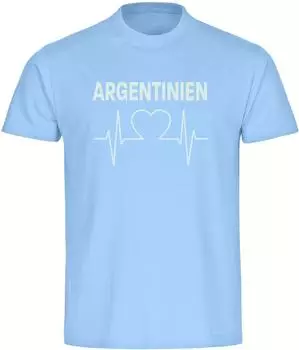 multifanshop T-Shirt Argentinien Herzschlag hellblau