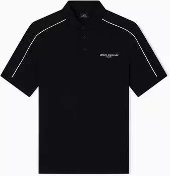 Armani Exchange Poloshirt Label-Print Regular Fit schwarz