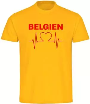 multifanshop T-Shirt Belgien Herzschlag gelb