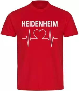 multifanshop T-Shirt Heidenheim Herzschlag rot