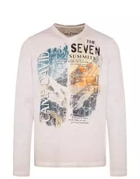 Camp David Longsleeve V-Neck und Photoprint silvery CG2509-3707-42