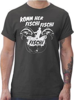 Shirtracer Komm her Fischi Angler Geschenke schwarz