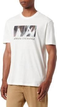 Armani Exchange The Urban Expedition Laser Cut Satin Logo T-Shirt off-white