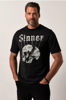 JP 1880 T-Shirt mit Brustprint im Vintage-Look grau/schwarz