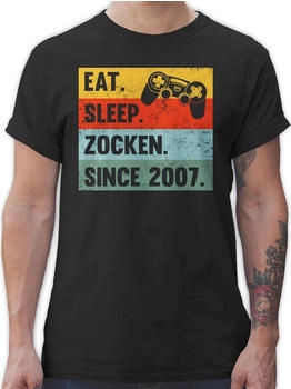 Shirtracer Eat Sleep Zocken Since 2007 18. Geburtstag T-Shirt (PV-64234120) schwarz